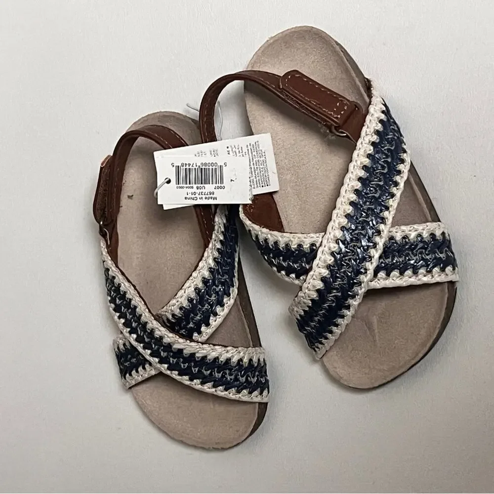 Old Navy Mixed Material Girls Cross-Strap Sandals Sz 7
